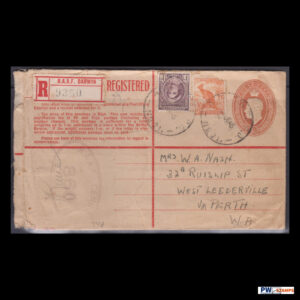 1945 King George VI 5 1/2d Registered Letter from RAAF Darwin to Perth with Censor Marking