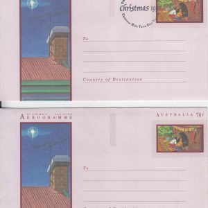 1992 Christmas Aerogramme Mint and FDI Set of 2